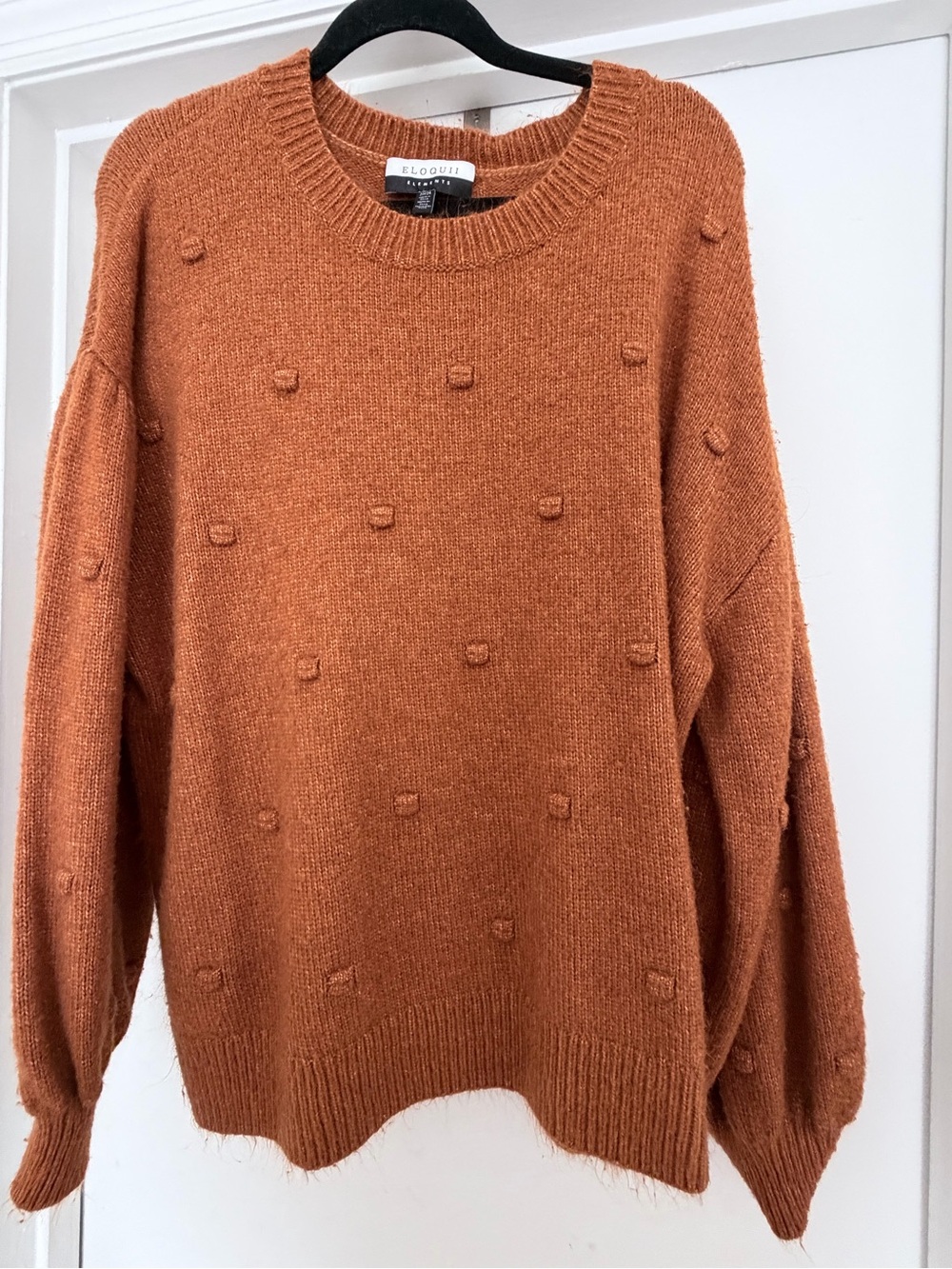 Eloquii Rust Orange Bobble Knit Crewneck Sweater